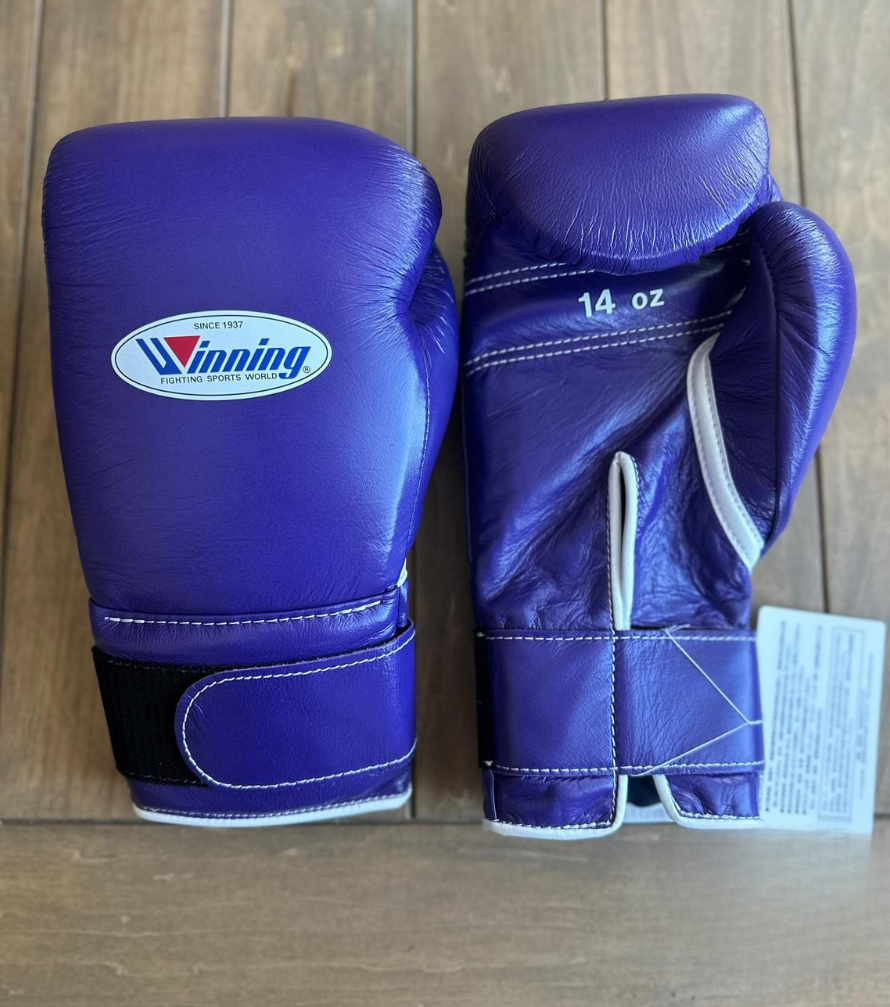 High-Quality Winning Boxing Purple Velcro Gloves for Fighters & Trainers